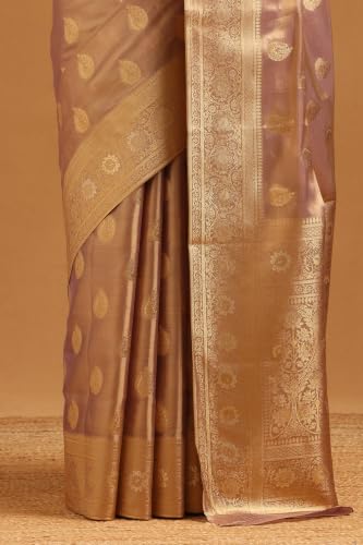 Soch Womens Light Purple Tissue Ethnic Motifs Zari Woven Saree