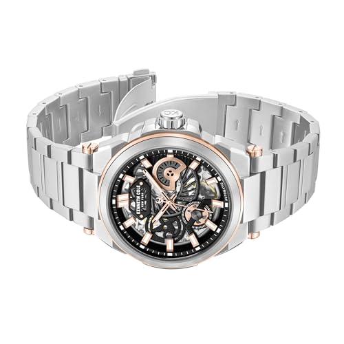 KENNETH COLE Automatic Drop 2 Black Round Dial Men's Watch | Stainless Steel Strap Material | Watches for Man | Watches for Men Analog - KCWGY0065605MN
