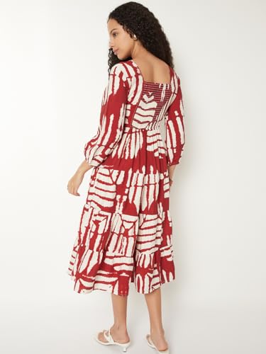 Max Kalki x Max Women Printed A-line Dress (Red_XL)