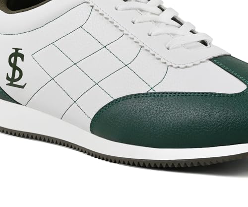 LOUIS STITCH White and Green Sneaker for Men | Comfortable Lace-Up Sneaker | LSP-SNK-AVI010-WHGR | UK-7