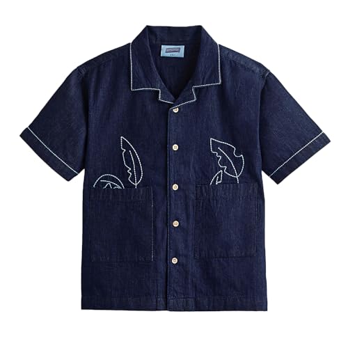 Hopscotch Leaf Embroidered Collared Cotton Shirt (6-7 Years)