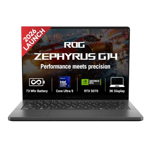 ASUS ROG Zephyrus G14 (2026),Intel Core Ultra 9 386H (Series 3),RTX 5070-8GB,16GB RAM,1TB SSD,3K OLED,14"(35.5 cm),Win 11,M365 Basic(1Y),Office 2024,Eclipse Gray,1.5 Kg,GU405AP-SY060WS,Gaming Laptop