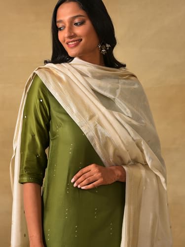 W for Woman Ecru Chanderi Jacquard Drape