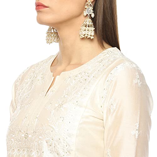 BIBA WOMEN EMBROIDERY NARROW SALWAR KURTA DUPATTA(SKDCHIKANKA8597_IVORY_42)