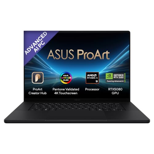 ASUS ProArt P16 (2026),AMD Ryzen AI 9 HX 370,RTX 5080-16GB,32GB RAM,1TB SSD,4K OLED,16"(40 cm),Windows 11 Home,M365 Basic(1 Year),Office 2024,Nano Black,1.95 Kg,H7606WW-SE066WS,Creator/Gaming Laptop