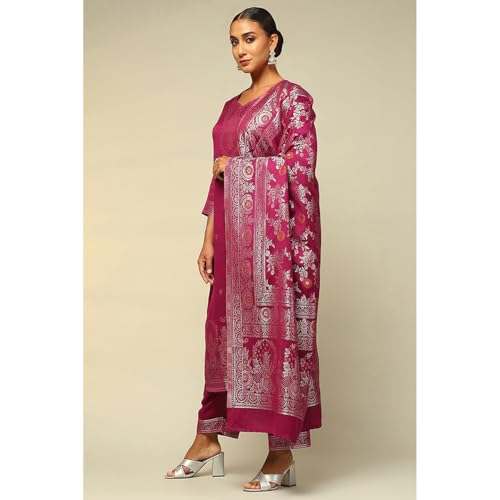 Rangriti Women's Acrylic Kurta Set (WNTRWR19626AW24PHLSA_Phalsa