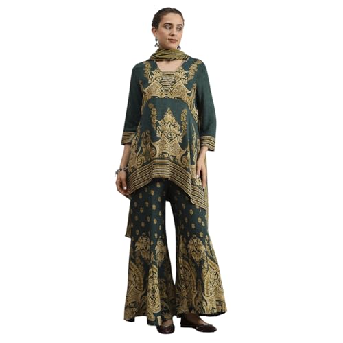 Biba Women's Viscose Kurta Set (SKDRTRDMA30324AW25GRN_Green