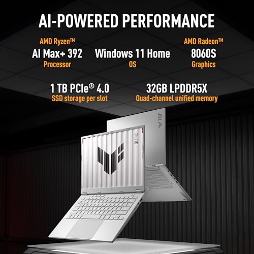 ASUS TUF A14 (2026),AMD Ryzen AI MAX+ 392,AMD Radeon 8060S iGPU,32GB RAM,1TB SSD,QHD+,14"(35.5 cm),Windows 11,M365 Basic(1Y)* Office 2024,Moonlight White,1.48 Kg, FA401EA-RG019WS,Creator/Gaming Laptop