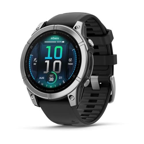 Garmin Fēnix® E – 47 mm, AMOLED Stainless Steel with Black Silicone Band
