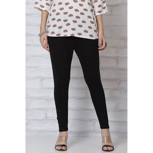 Rangriti Women Cotton Yarndyed Legging (RMMWINTERW3509_Black_M)