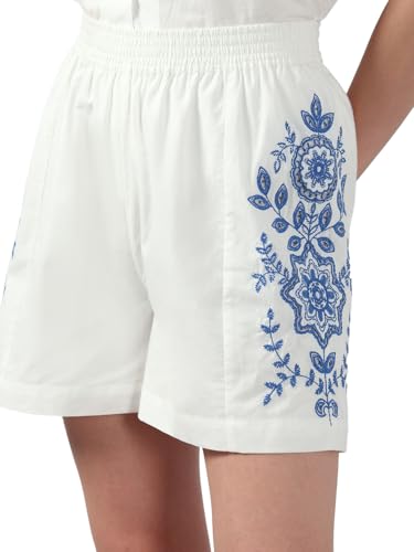 VERO MODA Women's Regular Fit High Rise White Shorts