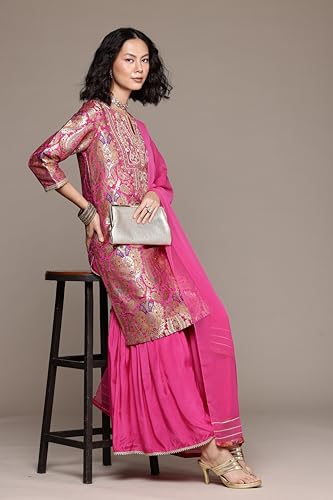 Aarke Ritu Kumar Pink Yasmine Festive Kurta With Palazzo And Dupatta