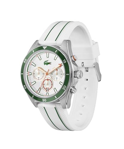 Lacoste Mainsail Qtz Fashion Chrono White Round Dial Men's Watch|White Silicone Material|Multi Color Band - 2011362