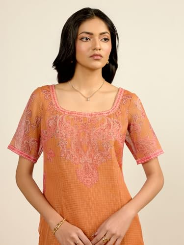 Aarke Ritu Kumar Mustard Tanush Floral Kurta With Pant And Dupatta