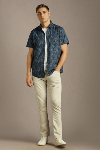 Men Black Print Half Sleeves Casual Shirt