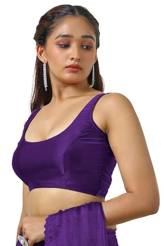 Soch Womens Purple Tissue Saree With Stone Work