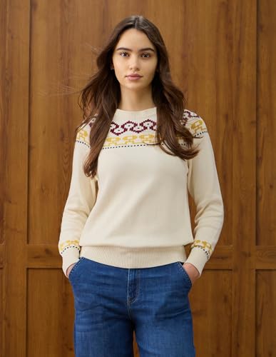 U.S. POLO ASSN. Patterned Knit Regular Fit Sweater (UWAW25SWE214_White_S)