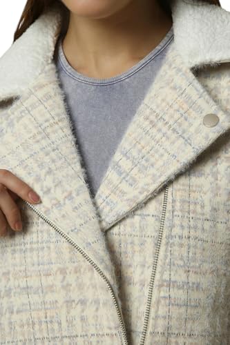 Women White Check Casual Jacket
