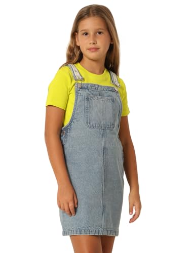 Vero Moda Girls Solid Cotton Blue Above Knee Length Dungaree Dress