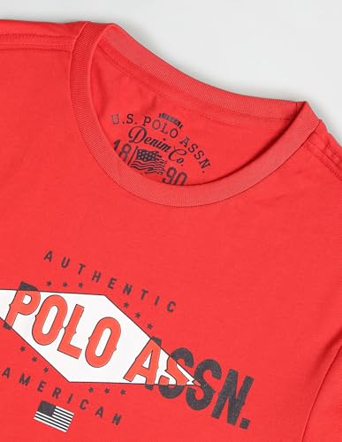 U.S. POLO ASSN. Half Sleeve Round Neck T Shirt Muscle FIT (UDTSHS0106_RED_M)