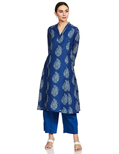 BIBA Women's Royal Blue Art Silk Salwar Suit Set