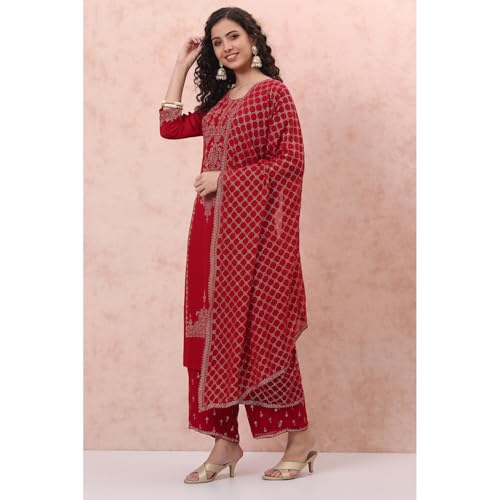 Rangriti Women Polyester Printed Suit Set (RSKASSORTED17094AW22PNK_Pink