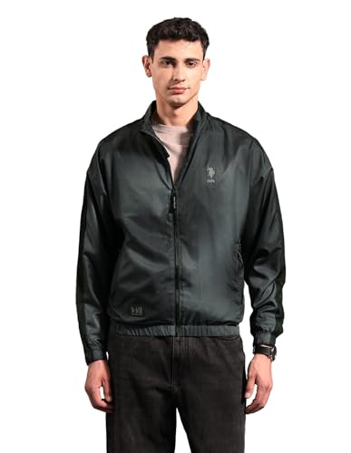 U.S. Polo Assn. Denim Co. Men's Black & Gold Regular Fit Jacket (UDJCK121A_Dark Grey_XL)