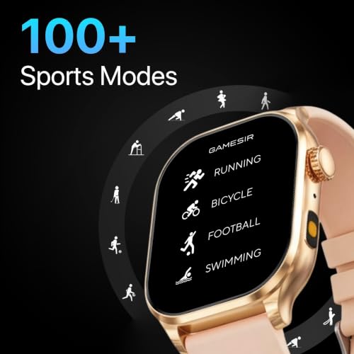 GameSir Sports Edge Smart Watch for Men & Women, 1.88" Full Touch Display, Bluetooth Calling, Fitness Tracking, Message Notifications, Android & iOS Compaatible - (Gold)