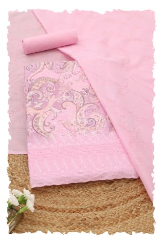 Soch Womens Lavender Cotton Paisley Printed Chikankari Embroidered Dress Material