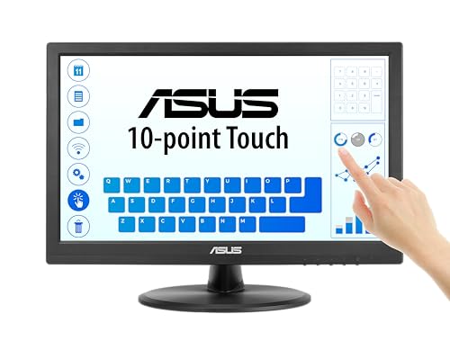 ASUS 15.6" 1080P Touch Monitor (VT169HE) - Full HD, 10-Point Touch Display, IPS, Wide Viewing Angle, Frameless, Eye Care, No Flicker, Low Blue Light, HDMI, Compliance