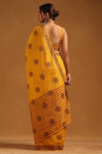 Soch Womens Yellow Art Silk Woven Design Saree