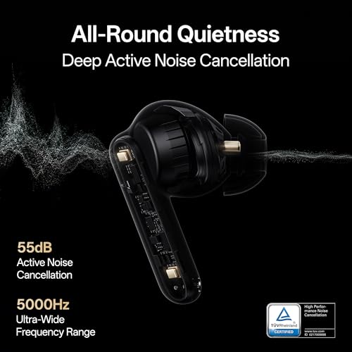 Oppo Enco Air5 Pro True Wireless in-Ear Earbuds with 12mm Dynamic Driver and 55dB ANC with Hi-Res Audio with LHDC 5.0, 54Hrs Playtime,Low Latency,Fast Charging.(Matte Black)