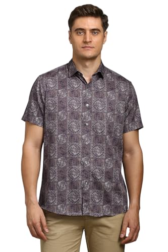 Louis Philippe Men Purple Print Half Sleeves Casual Shirt