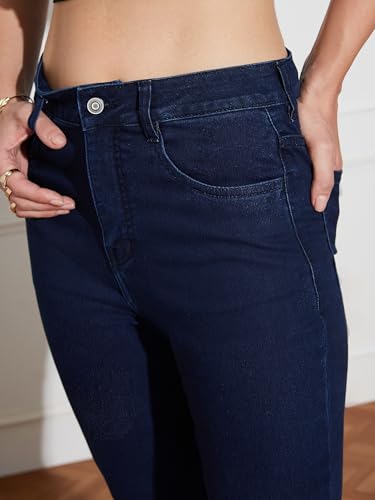 Miss Chase Women's High Rise Stretchable Denim Bootcut Jeans (MCSS18DEN02-19-323-26, Space Blue, 26)