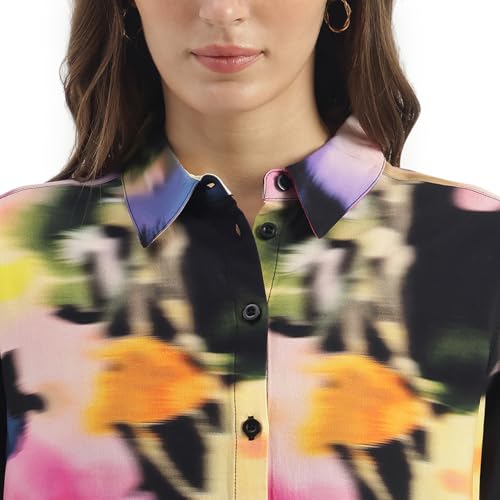 United Colors of Benetton Spread Collar Floral Print Diffused Shirt (Size: S)-25A5WVNTP215I901 Multicolour