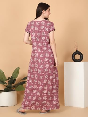 Sweet Dreams Women Printed Full Length Night Dress Rose