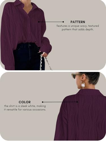 Leriya Fashion Shirts for Women – Korean Style Long Sleeve Oversized Button Down | Plus Size Workwear Top for Office & Casual Wear