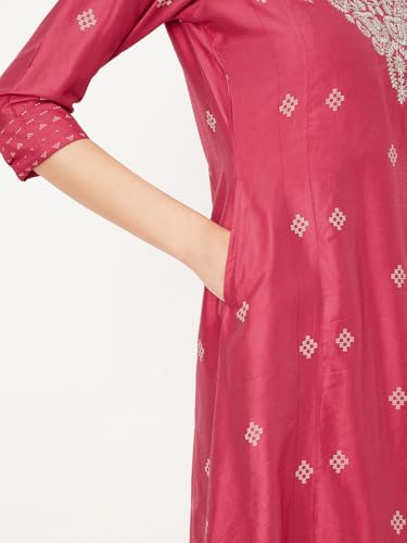 Max Women's Polyester Blend Kurta Set (CTKST42072RED_Red