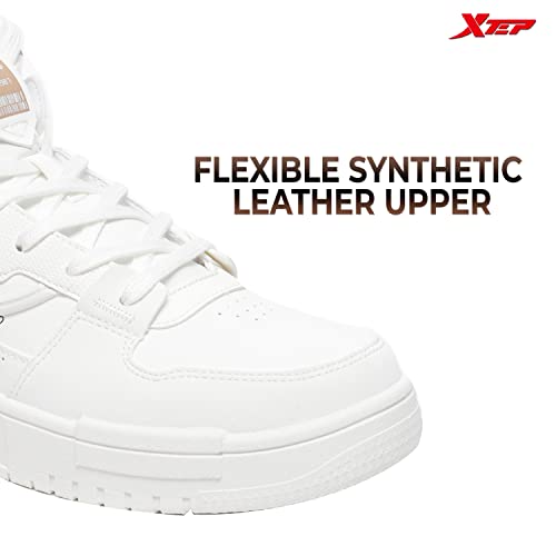 XTEP Women's White Classic High Top Lightweight Skateboarding Shoes (2 UK)