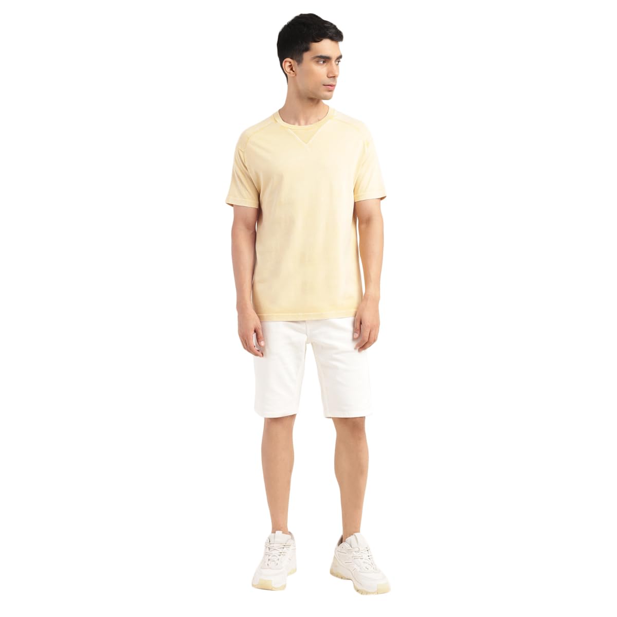 Men's Solid Crew Neck T-Shirt Yellow