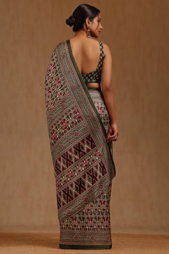 Soch Womens Green Art Silk Ethnic Motifs Saree