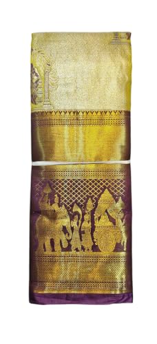 VFCollections Women's Traditional Handloom Kanchipuram Silk Pure Pattu Sarees | Rich Zari Woven Design | Unstitched Blouse (VFC483-3)