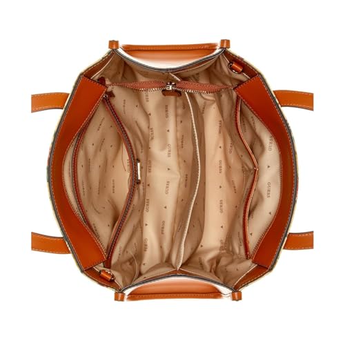 GUESS Women's Cognac Printed Tote Bag| Ladies Purse Handbags | Gift For Ladies