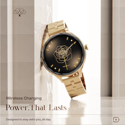 Fire-Boltt Phoenix Aura Women Smart Watch with 1.26” Diamond-Cut HD Display, Rotating Crown, Wireless Charging, Bluetooth Calling, Voice Assistant, 120+ Sports Modes - Regal Gold