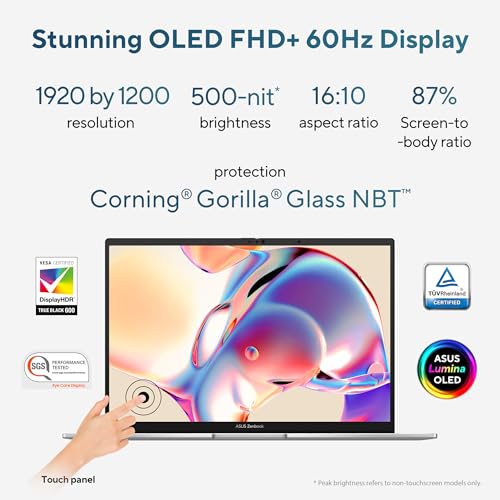 ASUS Zenbook 14 (2026),Smartchoice,Intel Core Ultra 9 285H,32GB RAM,1TB SSD,OLED,Touchscreen,14"(35.5 cm),Win 11,M365 Basic(1Y)* Office 24,Foggy Silver,1.28 Kg,UX3405CA-QL1113WS,Thin & Light Laptop