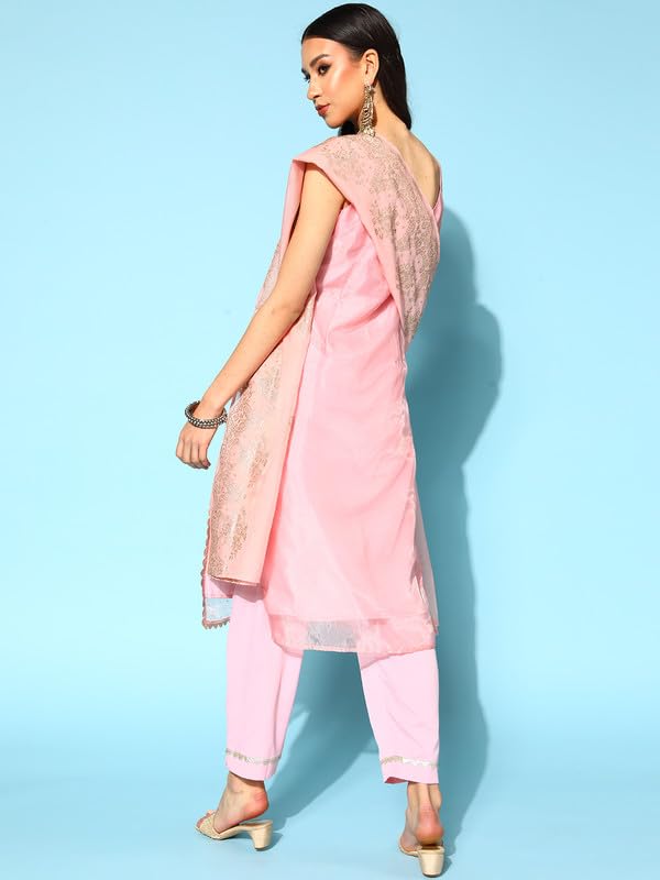 Ahalyaa Women's Polyester Kurta Set (AHKUDUPN-COMBO-473-FF-SS-25_Pink
