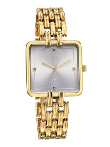 Fastrack Vyb Minimalist with Quartz Analog Silver Dial Gold Alloy Strap Watch for Girls - FV60122YM01W
