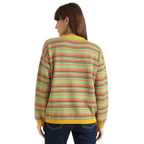 United Colors of Benetton Round Neck Striped Sweater (Size: S)-25A1TRIKW601I901 Multicolour