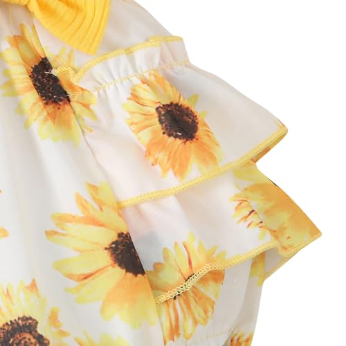 Hopscotch Baby Girls Floral Print Short Sleeves Yellow Bodysuits For Ages (3-6 Months)