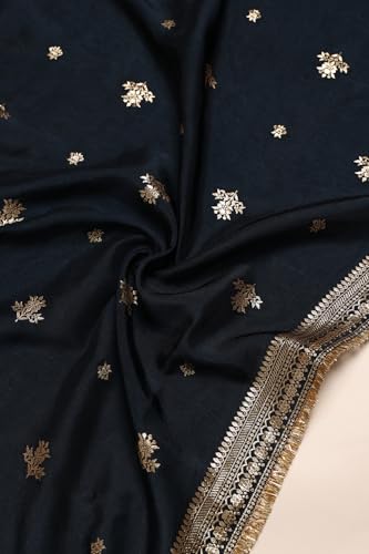 Soch Womens Navy Blue Dola Silk Embroidered Salwar Suit With Zari
